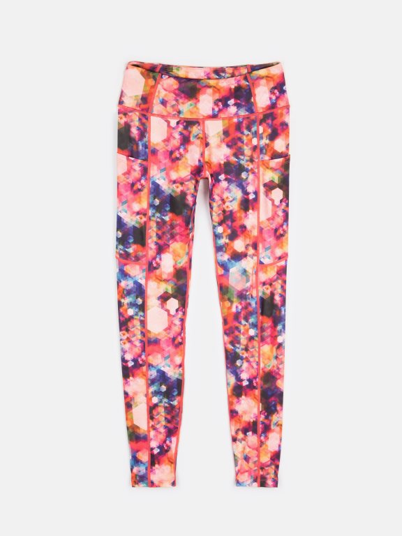 Printed sports leggings with pockets