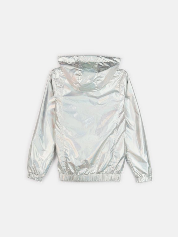 Voděodolná holografická přechodná bunda s kapucí