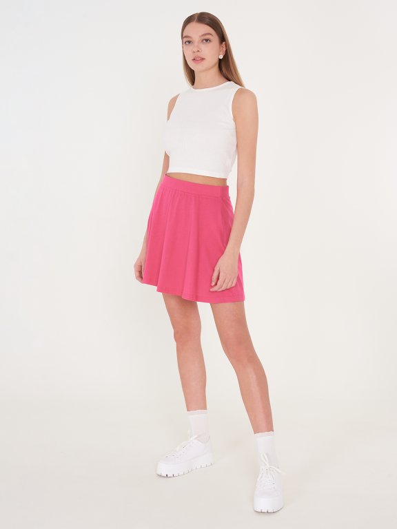 Basic cotton jersey skater skirt