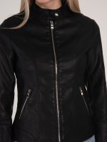 Faux leather basic biker jacket