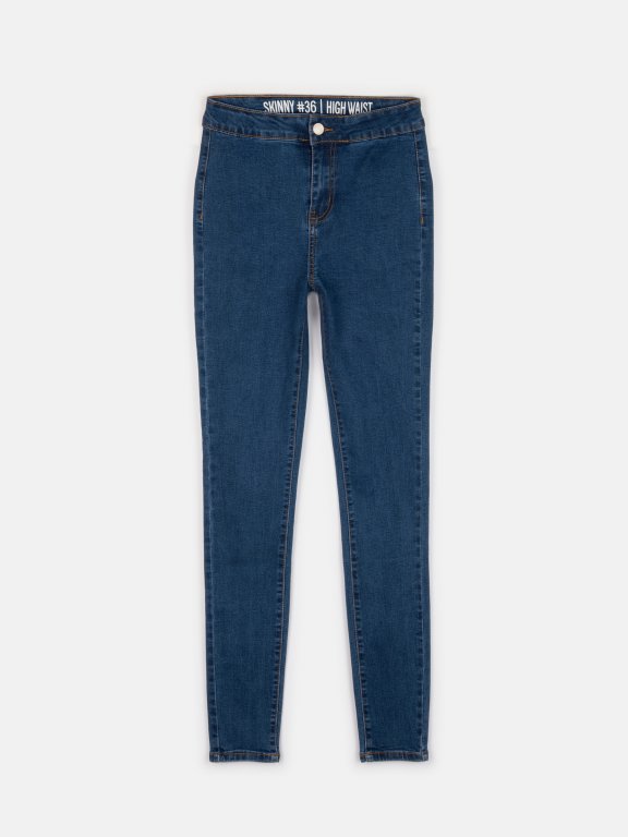 Základní basic džíny skinny s vysokým pasem dámské