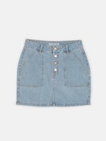 Cotton denim mini skirt with pockets