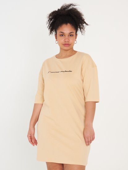 Bavlněná noční košile s nápisem dámská plus size