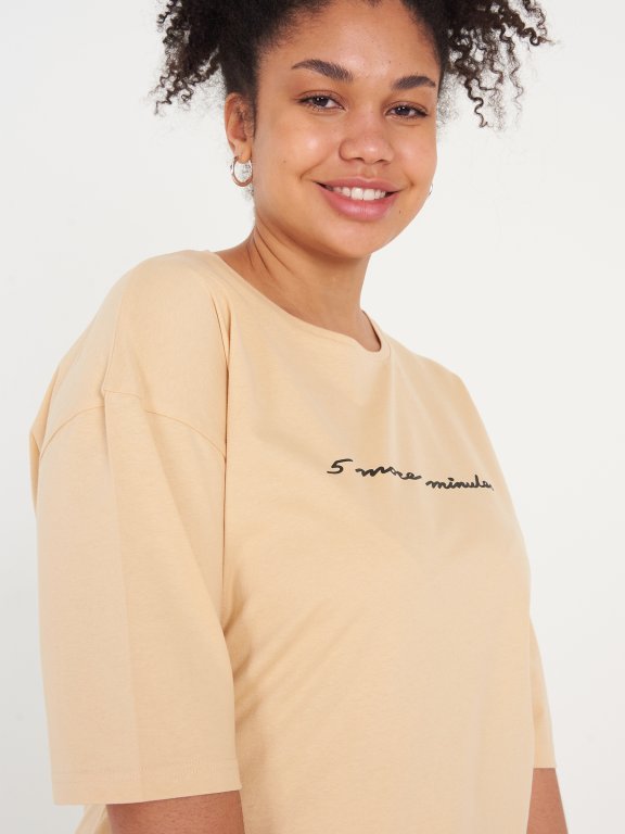 Bawełniana koszula nocna damska z napisem  plus size