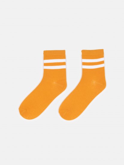 Bavlněné damské ponožky s proužkem