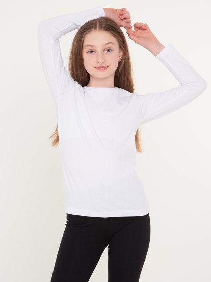 Bavlnené jednofarebné elastické tričko dievčenské