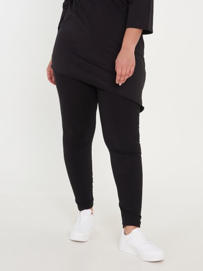 Plus size cotton leggings with waistband string