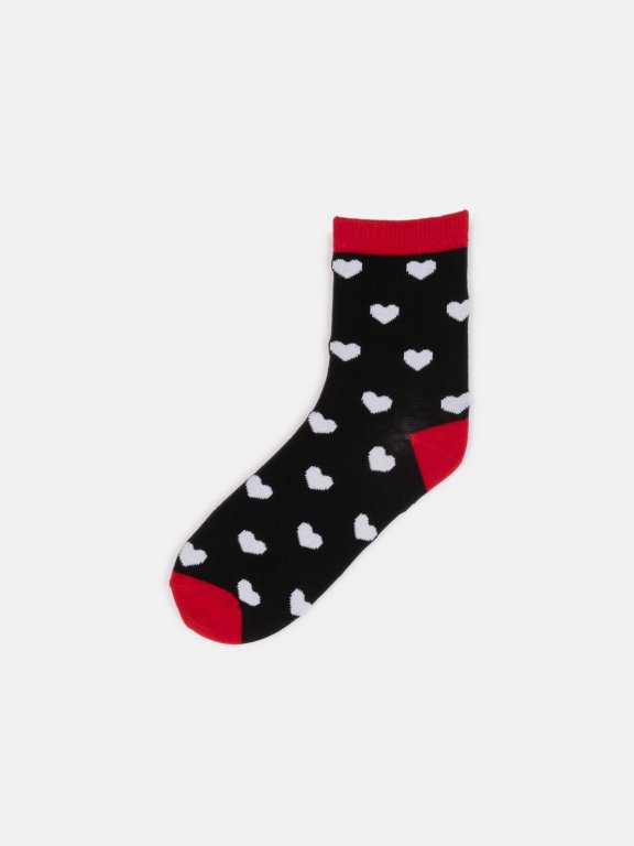 Дамски памучни чорапи с щампа на сърца