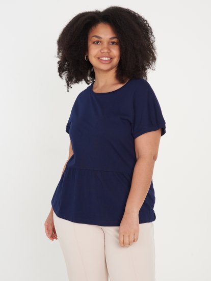 Bavlněné tričko peplum dámské plus size