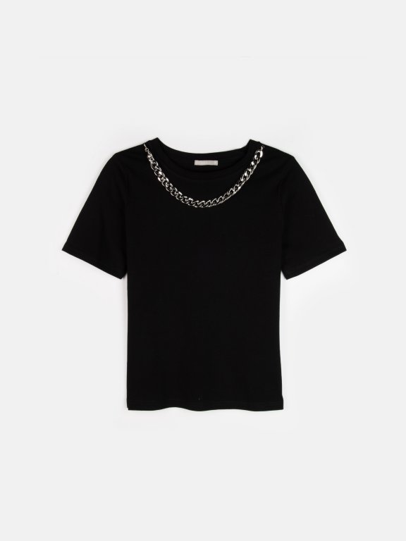 Cotton t-shirt with removable chain
