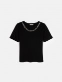 Cotton t-shirt with removable chain