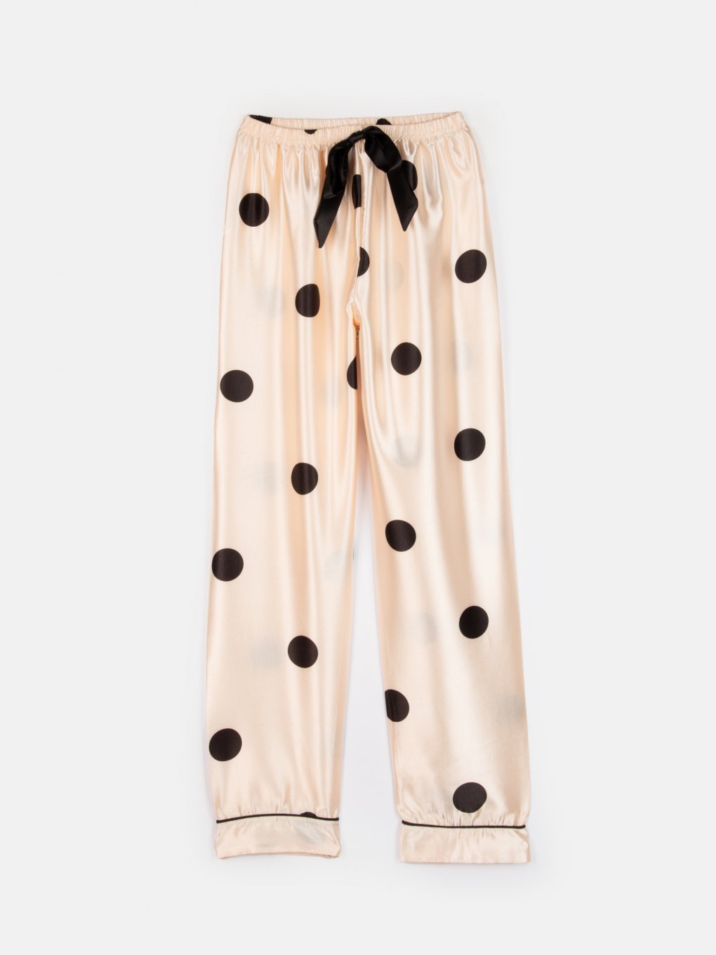 Puntíkaté dámské saténové pyžamové kalhoty