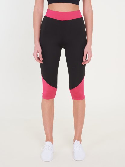 Háromnegyedes colour block sport leggings, női