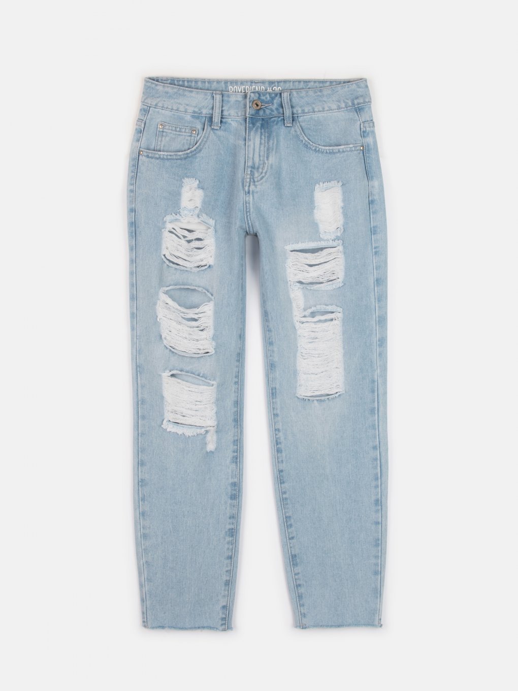 Distressed boyfriend jeans