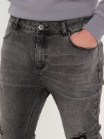 Jeansy męskie slim z surowym obszyciem