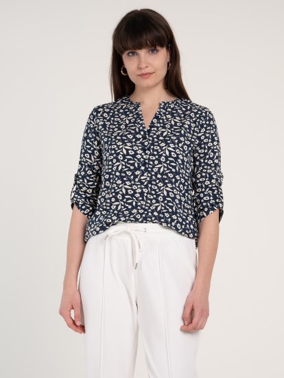 Floral print 3/4 sleeve viscose blouse