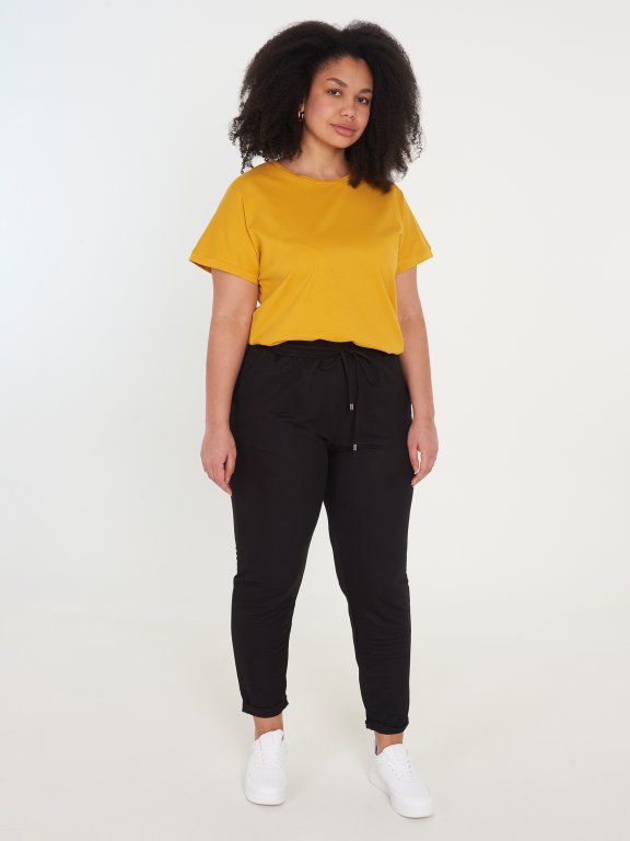 Plus size black trousers with elastic waist