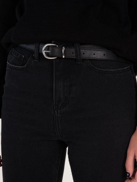 Belt with silver buckle