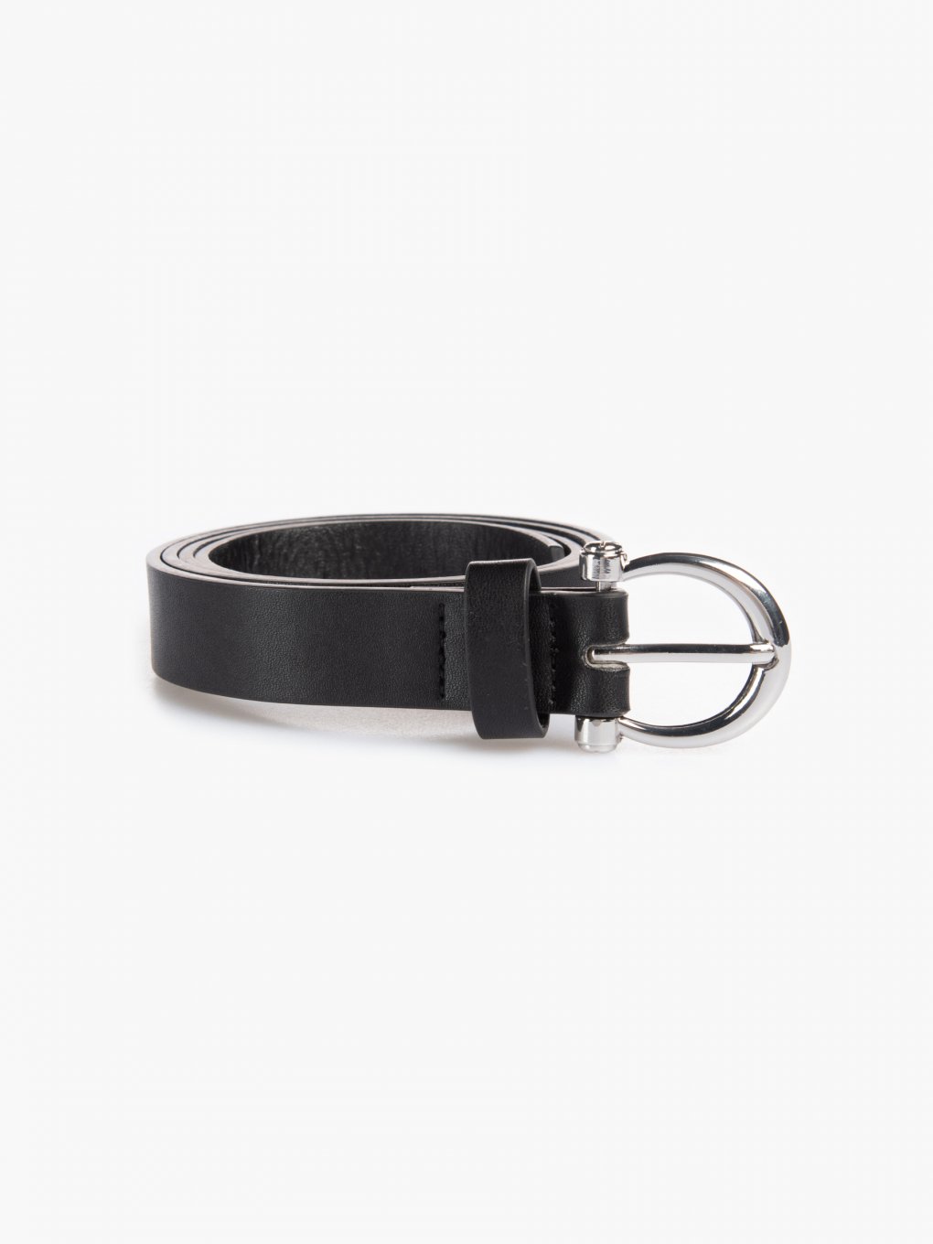 Faux leather belt with silver buckle