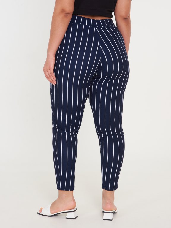 Striped trousers with belt