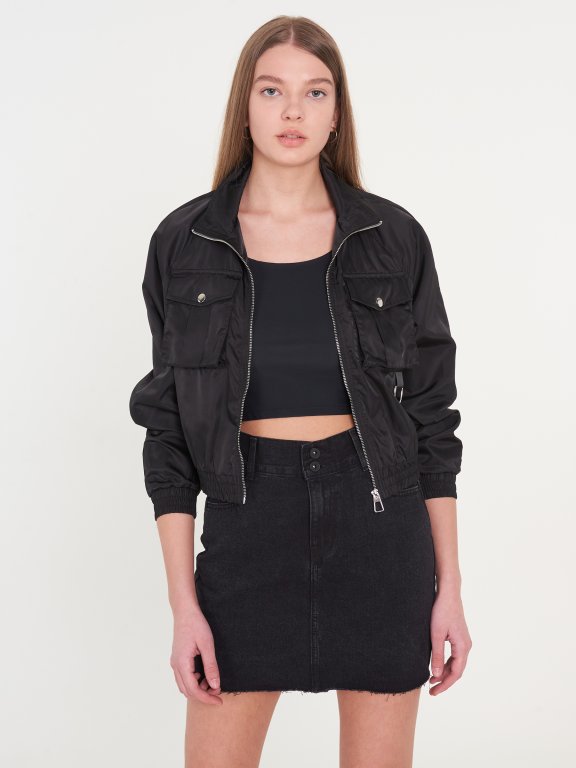 Light bomber jacket with chest pockets