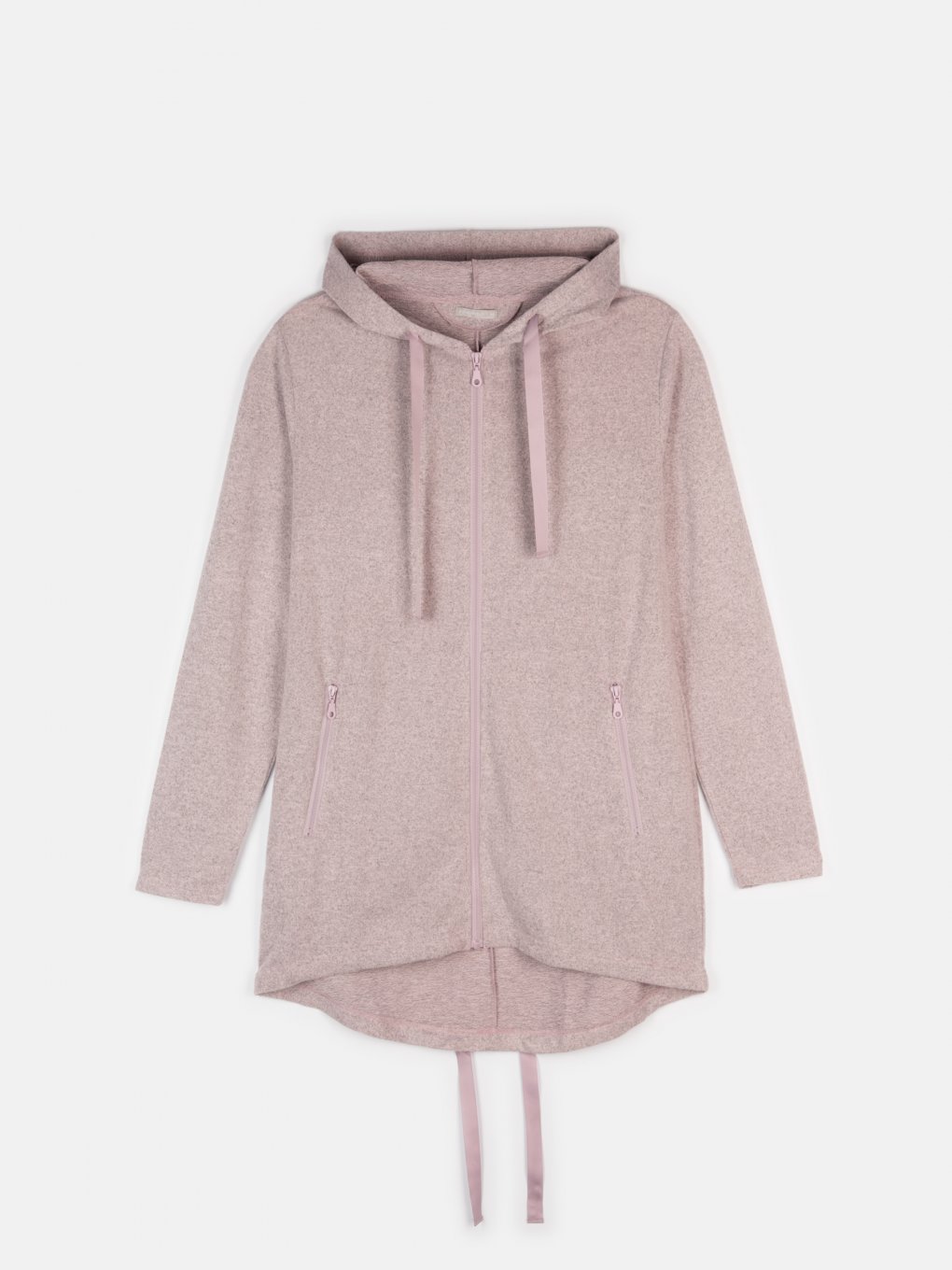 Plus size soft longline marled zip-up hoodie