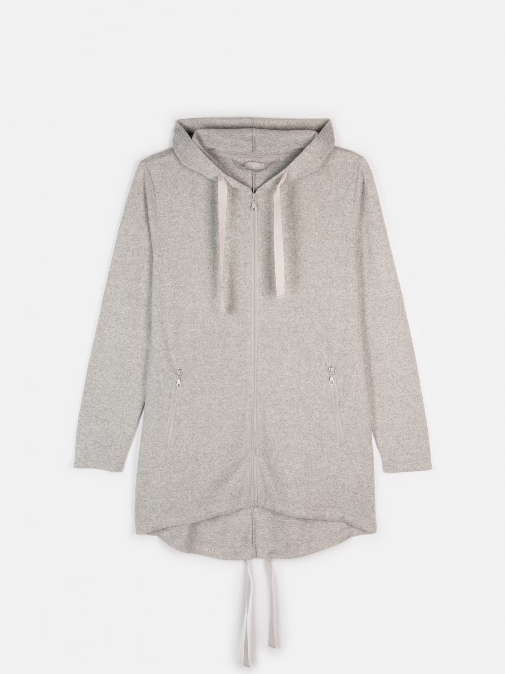 Plus size soft longline marled zip-up hoodie