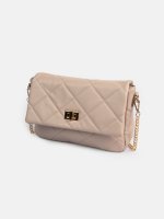 Quilted faux leather crossbody bag with chain