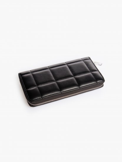 Faux leather quilted wallet