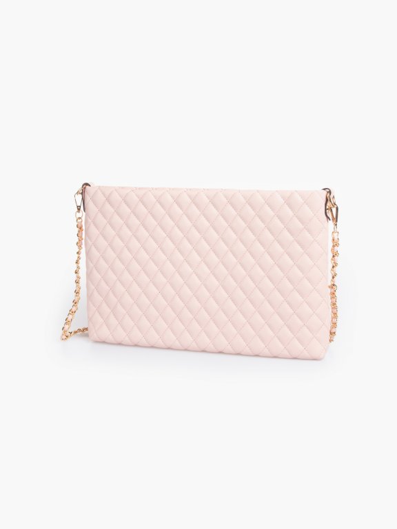 Quilted faux leather bag with chain