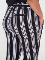 Plus size striped paperbag pants with belt