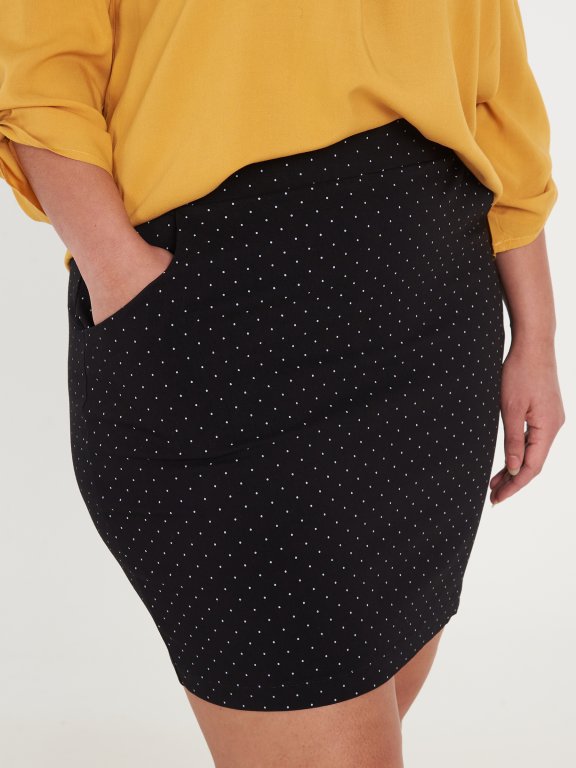 Plus size polka dot print bodycon mini skirt