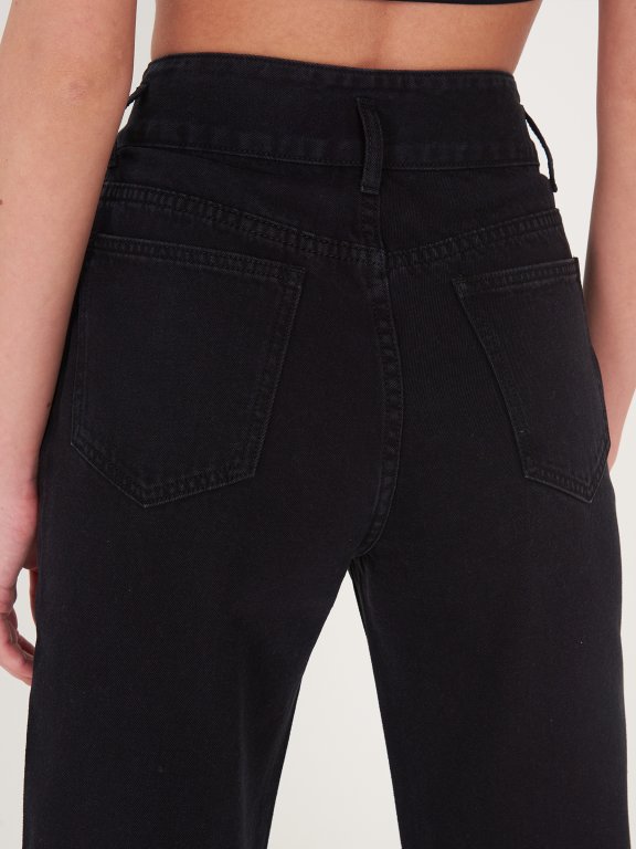 Široké bavlněné džíny s vysokým pasem