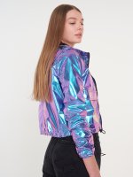 Športna vodoodporna holografska prehodna jakna s kapuco