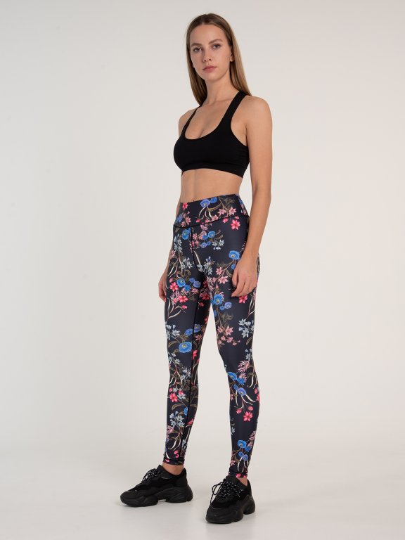 Virágmintás sport leggings, női