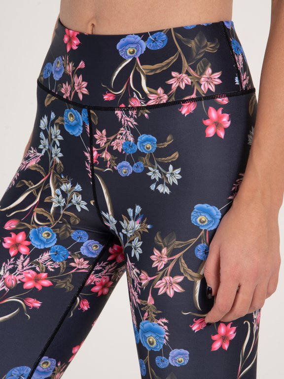 Virágmintás sport leggings, női