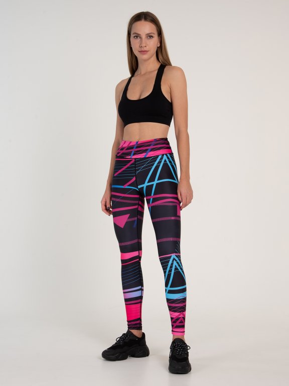 Sportos nyomtatott mintás leggings, női