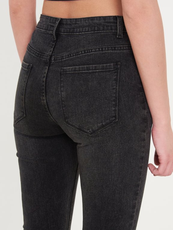 Tmavošedé džínsy skinny s vreckami dámske