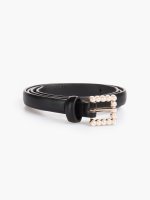 Narrow belt with faux pearls