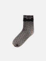 Vzorované silónkové ponožky s čipkou dámske