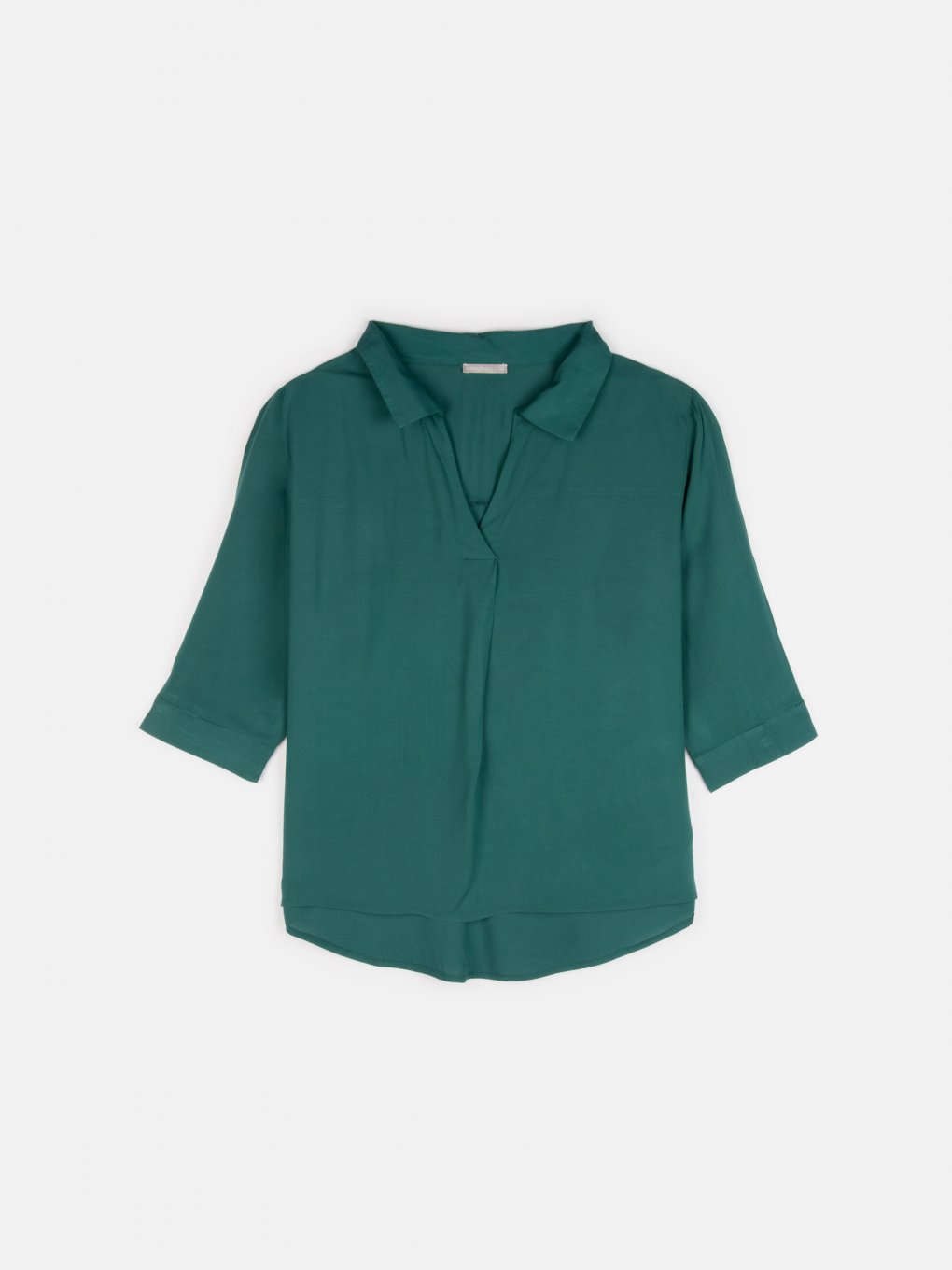 Plus size basic v-neck viscose blouse with 3/4 sleeves