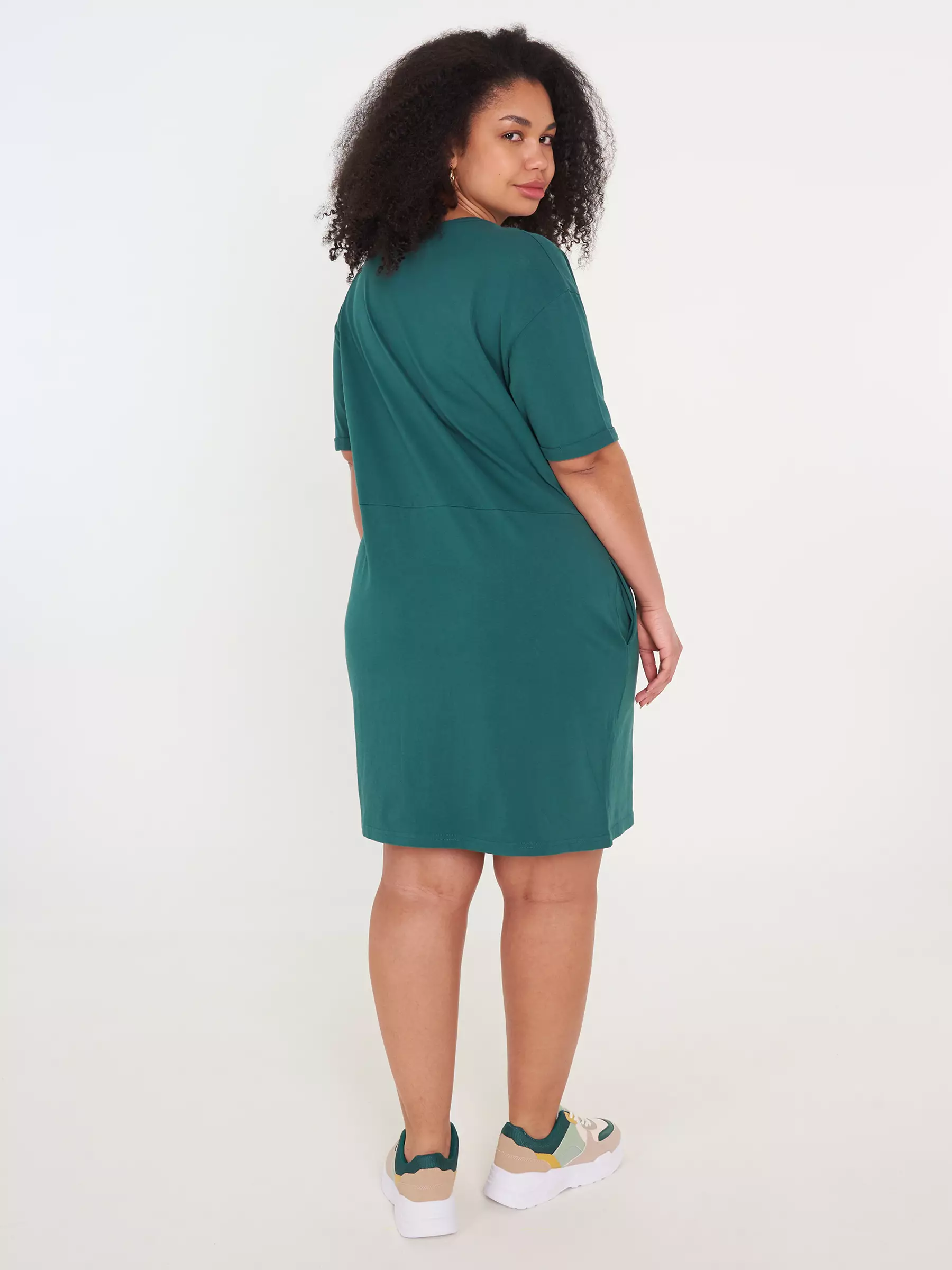 plus size jersey dress with pockets Terra & Sky Women's Plus Size Cotton Pocket T-Shirt Dress, Sizes 0X-5X