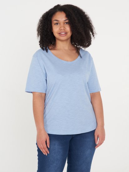 Základné basic bavlnené tričko s krátkym rukávom dámske plus size