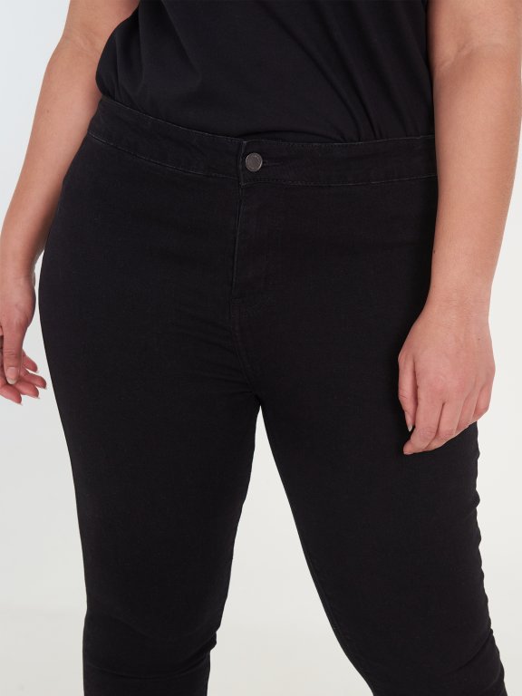 Základné basic džínsy skinny s vysokým pásom dámske plus size