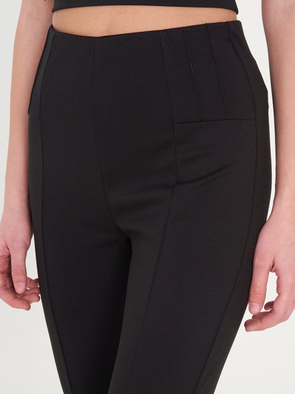 Základní basic úpletové kalhoty s vysokým pasem dámské