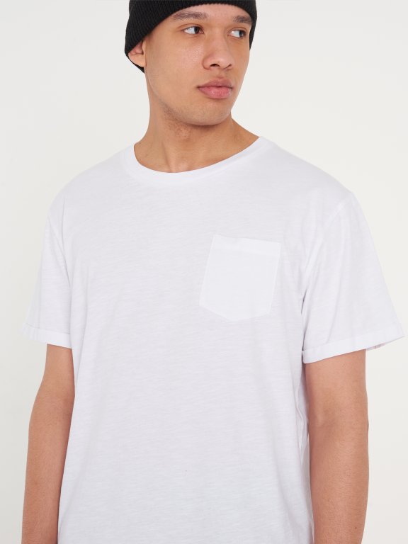 Základné bavlnené basic tričko s náprsným vreckom pánske