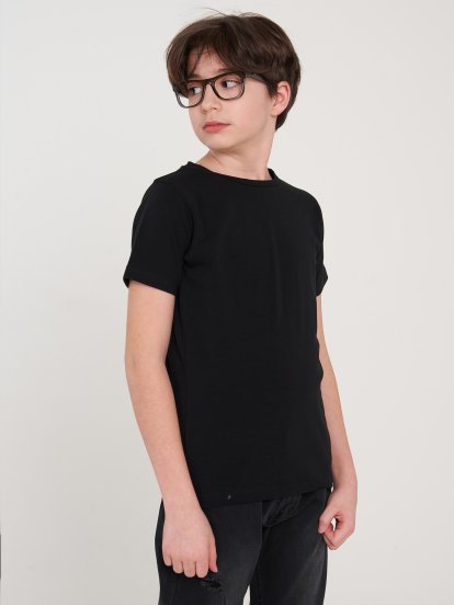 Bavlněné jednobarevné elastické tričko chlapecké