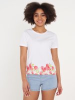 Bavlnené tričko s kvetinovou potlačou dámske