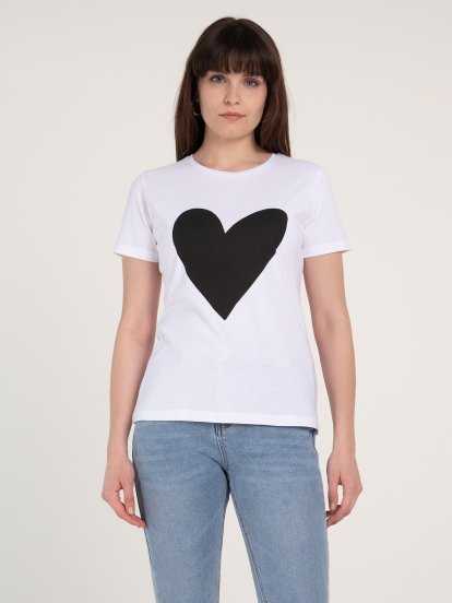 Bavlněné tričko s potiskem srdce