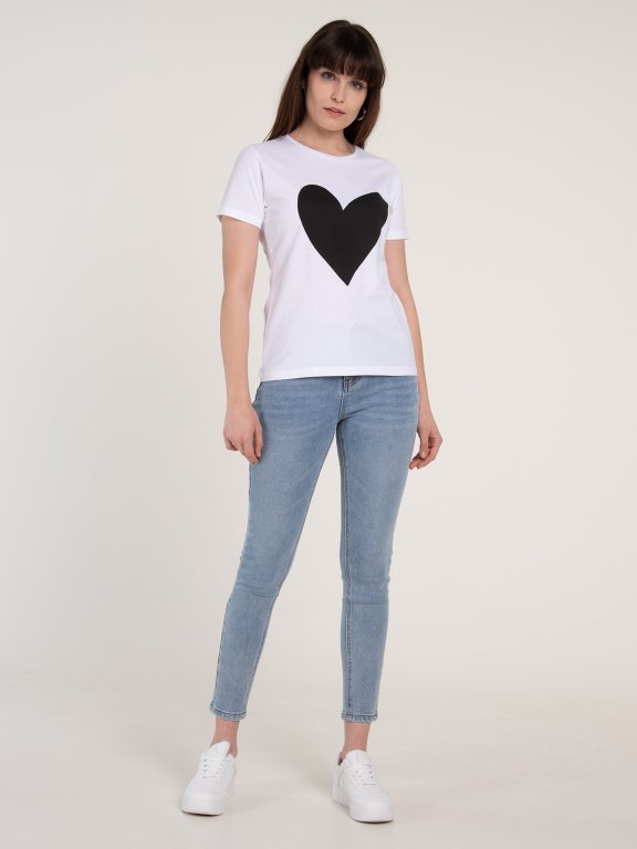 Bavlněné tričko s potiskem srdce